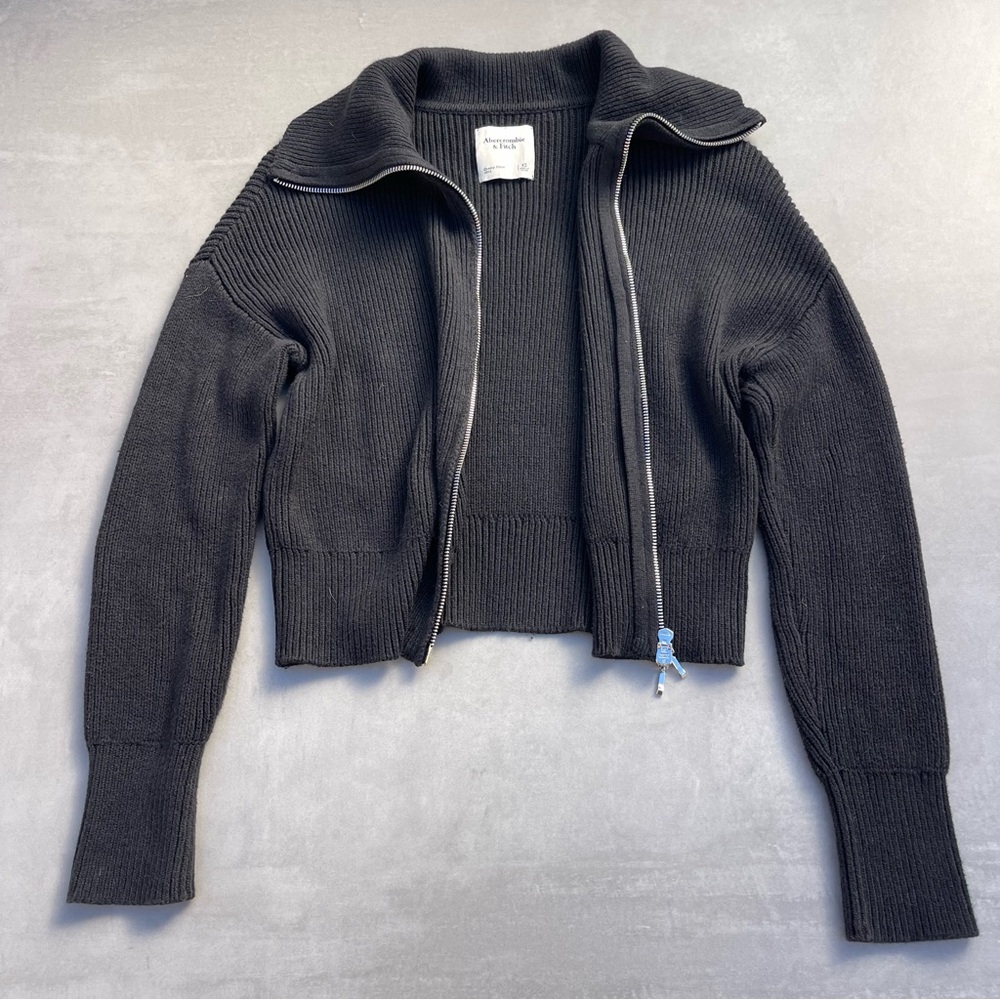 Abercrombie & Fitch Black Zip-Up Ribbed Sweater - Picture 5 of 7